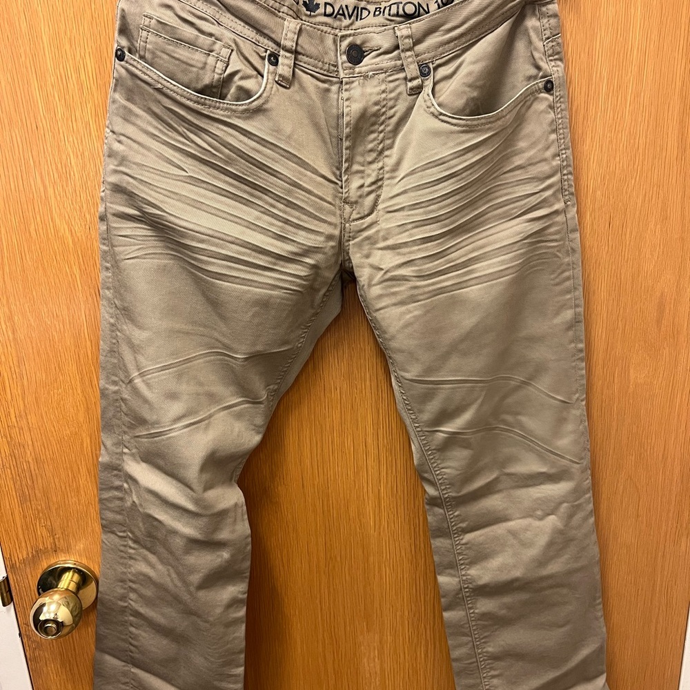 Buffalo/David Bitton Slim Six straight stretch jeans in Tan. W/31/L32.